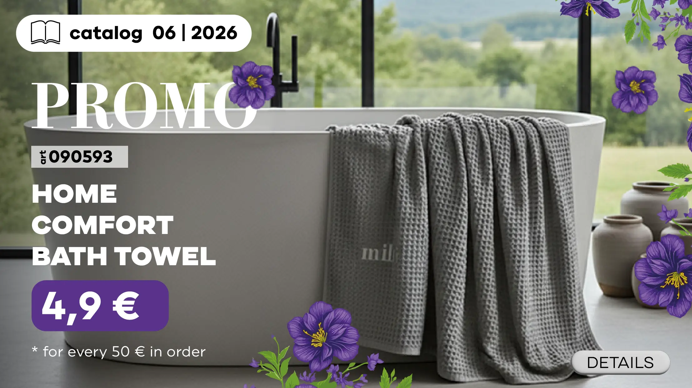 Get the Bath Towel Home Comfort for just 4,9€ per every 50€ order