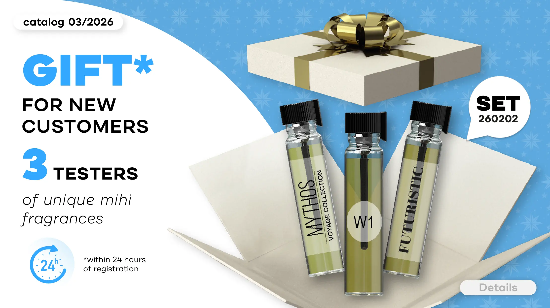 Super Bonus for New Customers in the period! Testers of 3 exclusive fragrances mihi!