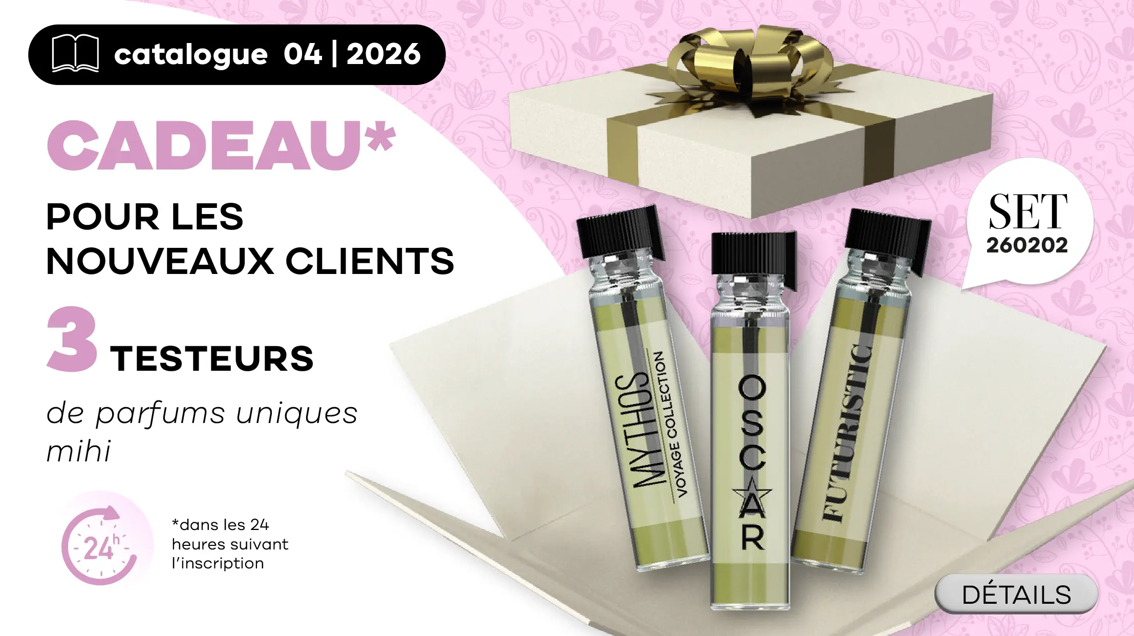 Super Bonus pour les Nouveaux Clients en Période! Échantillons de 3 parfums exclusifs Mihi!