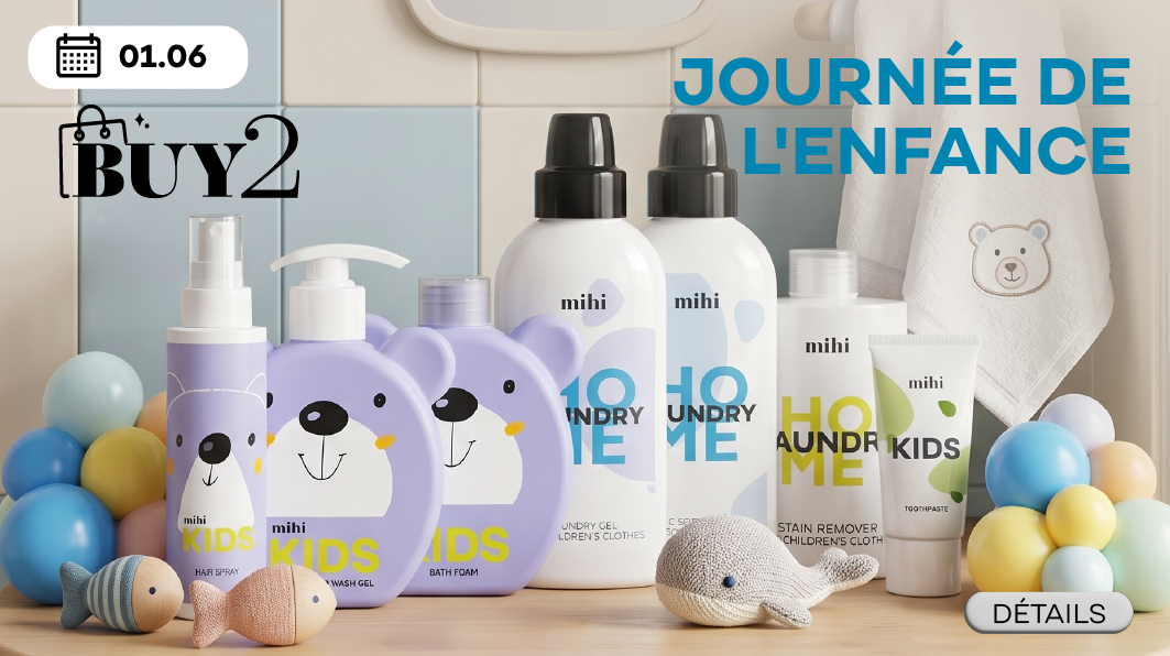Seulement aujourd’hui, le 01.06 achetez 2 produits de la gamme enfant ou des produits pour le lavage du linge pour enfants et obtenez chacun d’eux à un super prix !