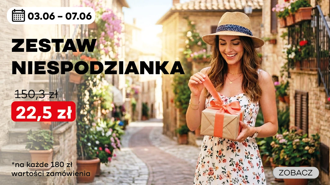 Tylko od 03.06 do 07.06 masz szansę zdobyć tajemniczy zestaw-niespodziankę za jedyne 22,5zł! W każdym z nich znajdują się 3 ulubione produkty mihi z różnych kategorii. I oczywiście efekt „wow” przy otwieraniu!