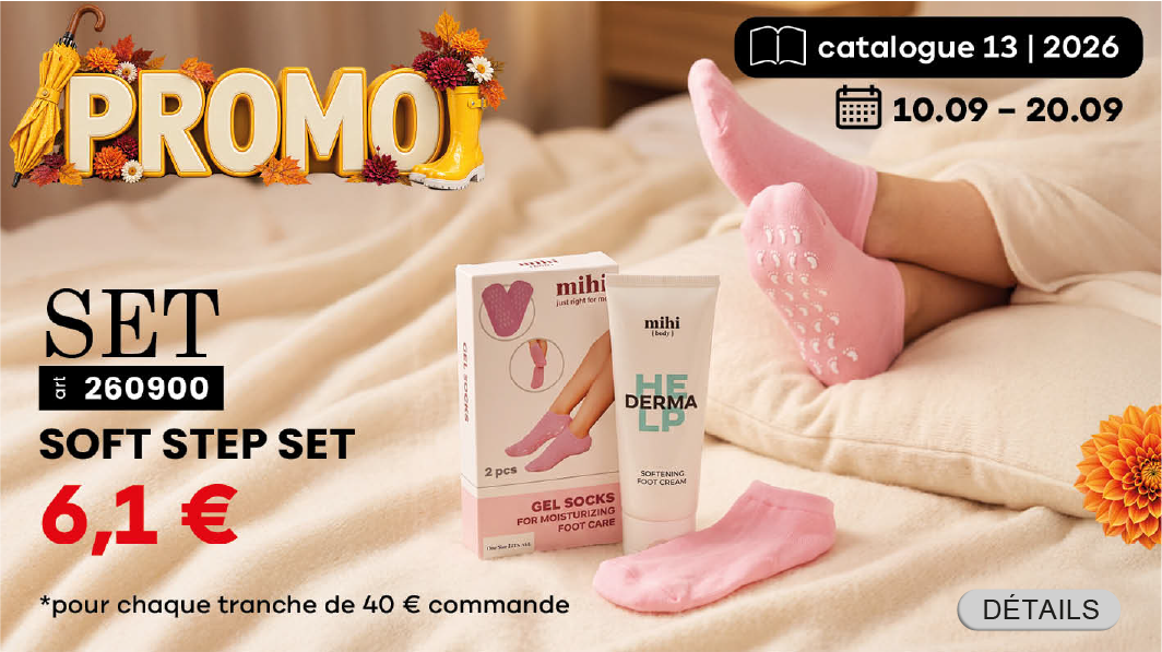 UNIQUEMENT DU 10/09 AU 20/09 Obtiens le coffret SOFT STEP  pour seulement 6,1 € par tranche de 40 € de commande.