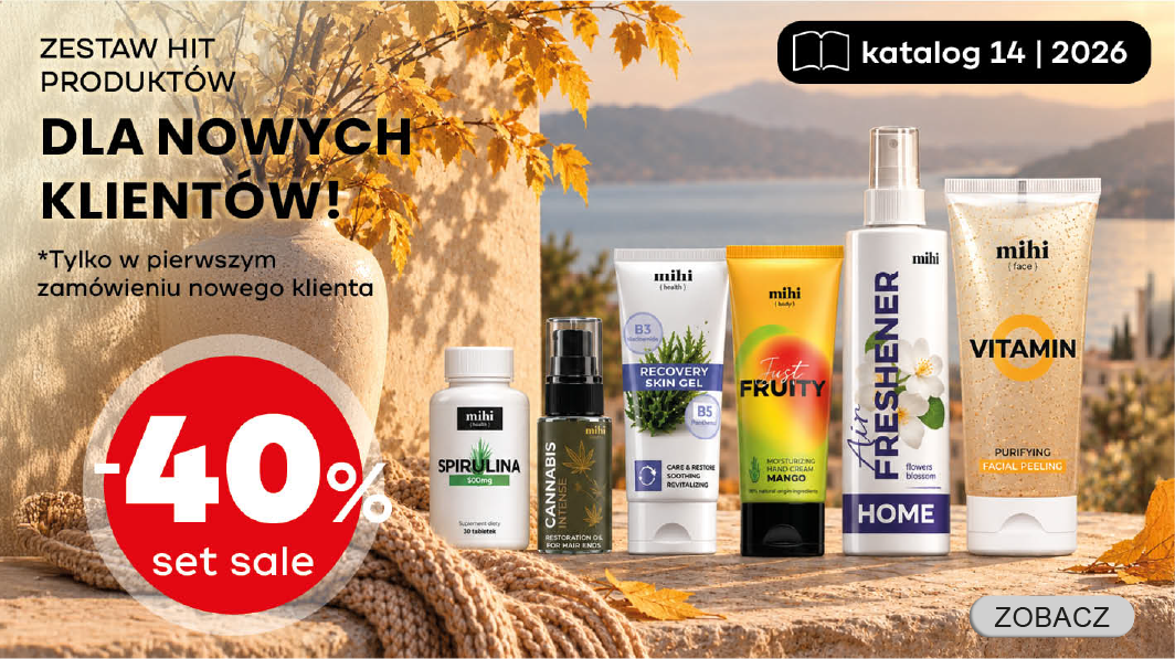 Unikalny zestaw HIT produktów mihi dla Nowych Klientów w okresie! Aby maksymalnie ułatwić pierwszy krok, z przyjemnością przedstawiamy specjalną ofertę dla Nowych Klientów!