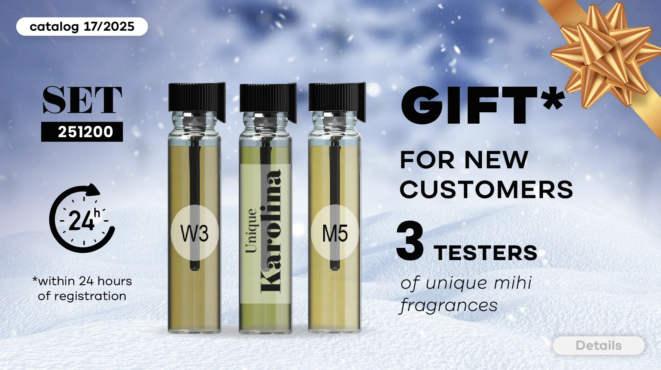 Super Bonus for New Customers in the period! Testers of 3 exclusive fragrances mihi!