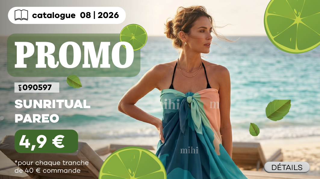 Pareo SUNRITUAL à seulement 4,9€ pour chaque tranche de 40€ d’achat dans le catalogue