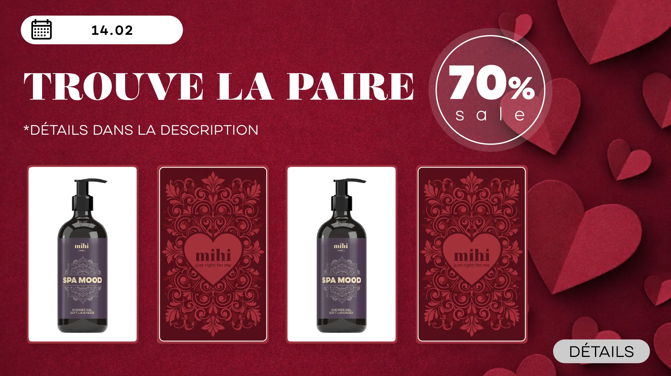 Seulement le 14 février jouez au jeu « Trouve la paire » et obtiens l’accès à des remises de -70 % sur 14 produits